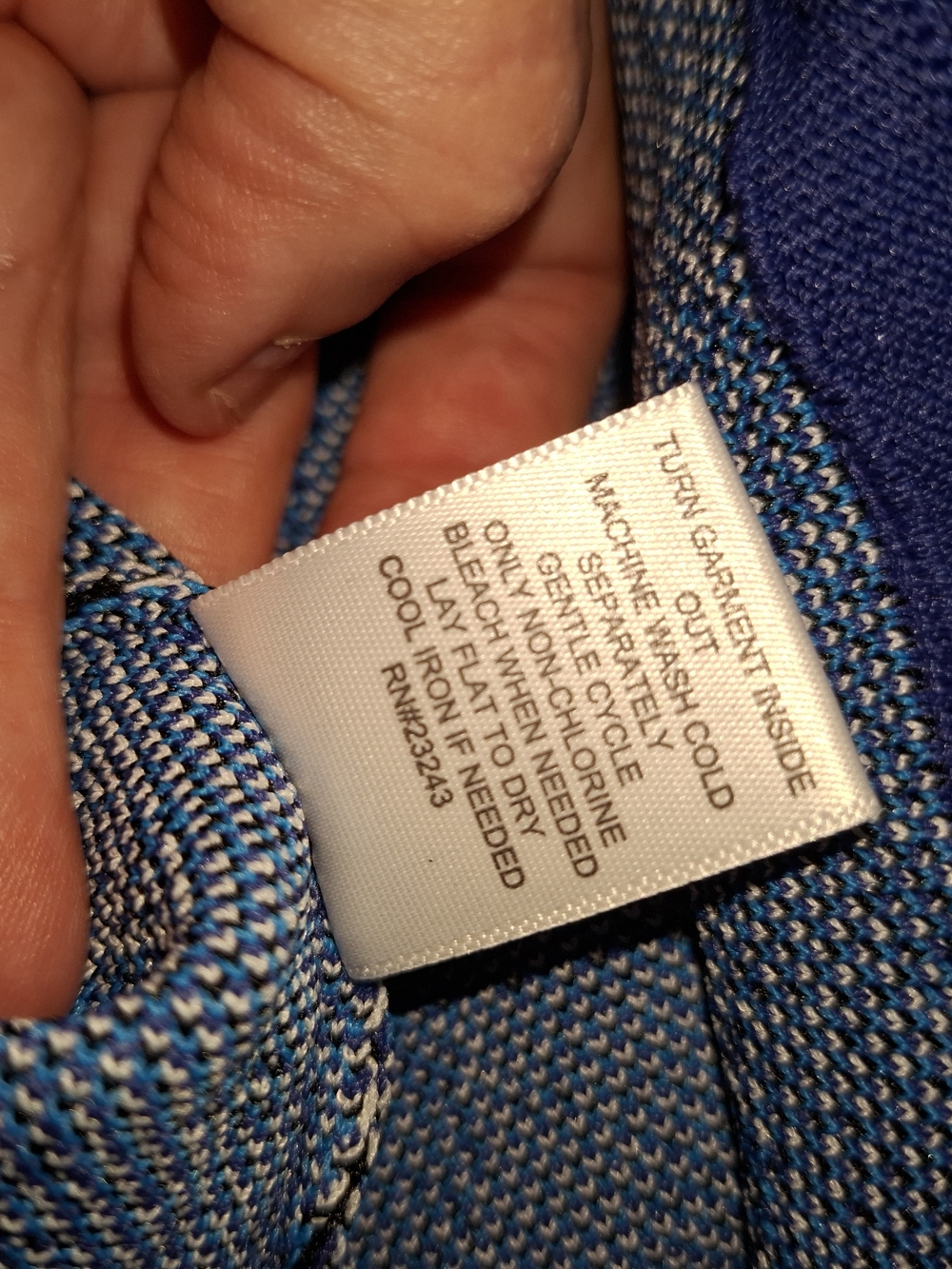 New York & Company Strapless Blue & White Patterned Mini Sweater Dress - Picture 5 of 5